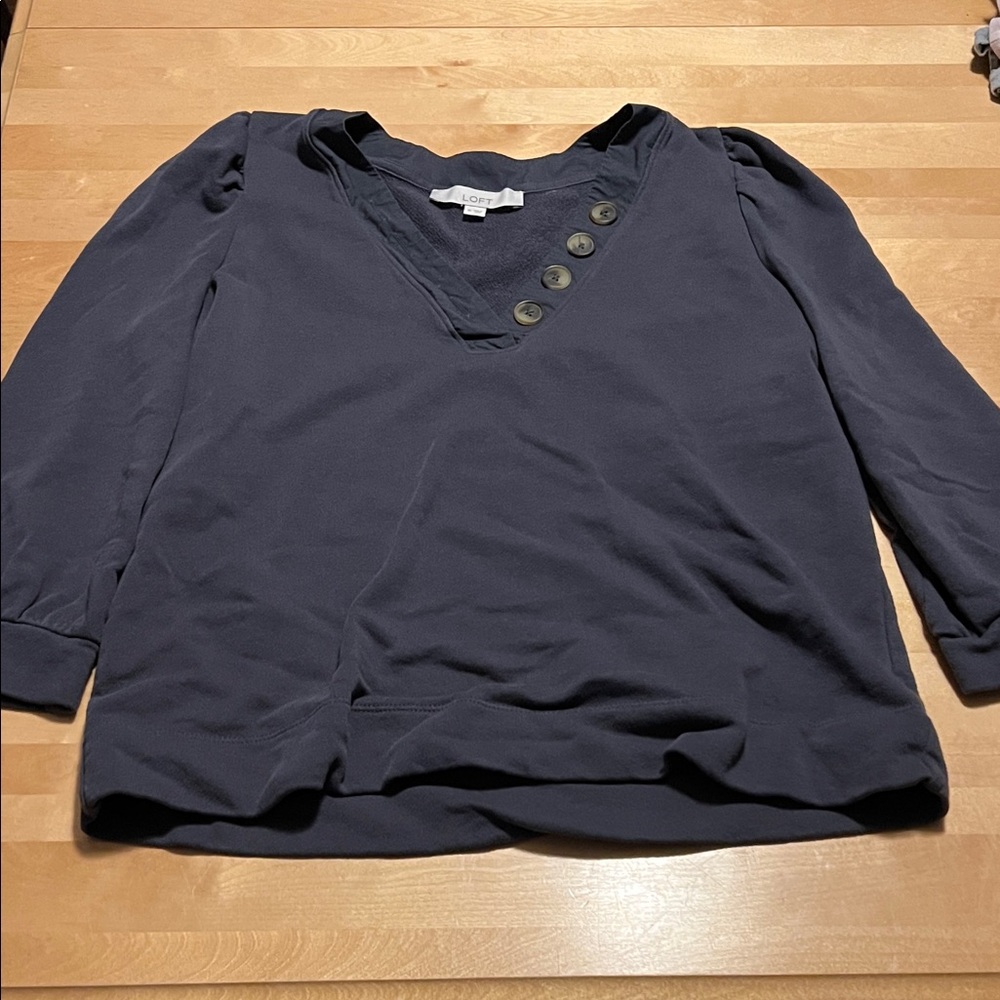 Loft Gray Button-Detail Top